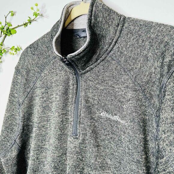 Eddie Bauer Grey Heathered Zip Neck Pullover Sweater Sweatshirt - Picture 2 of 8